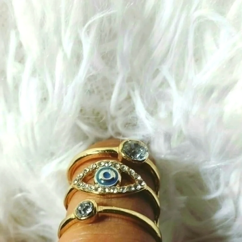 🛍Eye See All Gold Tone Stack Ring